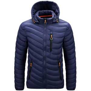 Chaqueta Acolchada con Capucha para Hombre, Invierno, Delgada, Relleno de Poliéster, Cortavientos, Casual, Cierre Frontal con Cremallera, Diseño con Bloques de Color, Corte Regular, Exterior de Algodón - Product Image 5