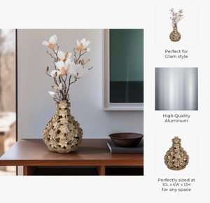 แจกันโลหะทันสมัยสำหรับตกแต่งบ้าน ห้องนั่งเล่น และสำนักงาน - Product Image 2
