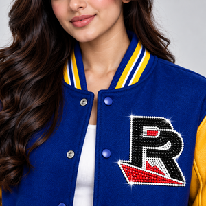Chaqueta Universitaria de Animadoras para Mujer con Logotipo de Diamantes de Imitación, Chaqueta Bomber Personalizada con Letras, Chaqueta de Animadoras Elegante para Chicas - Product Image 6