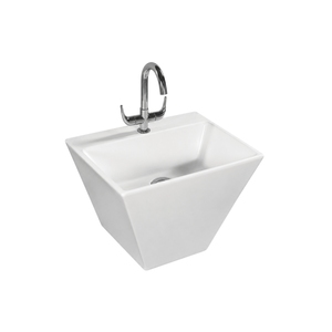 Lavabo Cuadrado de Pared de una Pieza METIX de Superficie Sólida, Diseño Minimalista, Acabado Pulido, Capacidad de 12L, Lavabo para Baño - Product Image 1