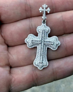 Custom Iced Out VVS Moissanite Criss Cross Pendant Christian Faith Pendant Religious Jewelry HipHop Pendant Rapper Bling Pendant - Product Image 1
