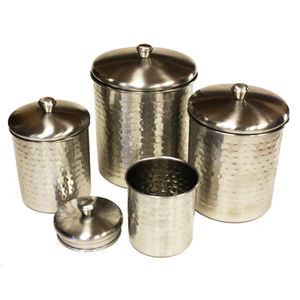 Great Quality Hammered Canister Set Of 3 Gold <b>Kitchen</b> <b>Storage</b> Jars For Tea Coffee Sugar Decorative Metal Containers With Lids - Product Image 5