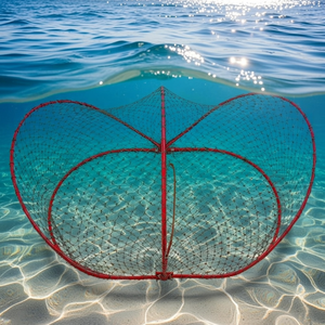 Nasse de pêche pliable à double nœud 10m, nasse de capturage automatique, cage de pêche pliable pour poissons, crevettes, vairons, écrevisses, crabes - Product Image 4