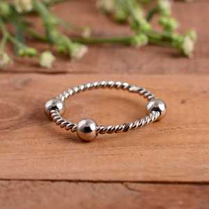 Trendy 925 Sterling <b>Silver</b> Twisted Band Fidget <b>Ring</b> Adjustable Anxiety 3 Rotating Beads Stress Relief <b>Spinner</b> Engagement Wedding - Product Image 5