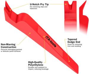 Kit de Herramientas ITA con Punta en U para Remover Molduras, Paneles y Fijaciones - Color Rojo Estándar para Reparaciones - Product Image 5