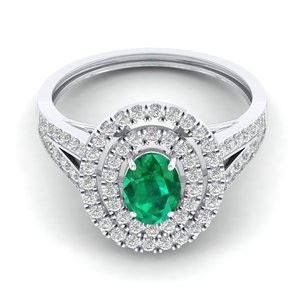 REYES 925 Sterling <b>Silver</b> Natural <b>Emerald</b> Gemstone Engagement <b>Rings</b> VVS Clarity Moissanite Anniversary Gift Fine Jewelry - Product Image 1