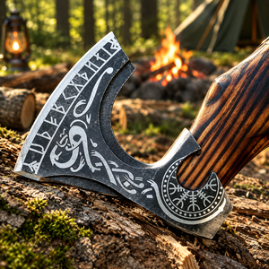 Tête de hache Tomahawk artisanale en acier à haute teneur en carbone, manche en bois de frêne, haute qualité pour le camping et la chasse - Product Image 6