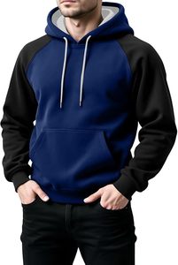 Sweat-shirt à capuche pour homme, manches raglan, tissu FRENCH TERRY, couleur unie, poche, style décontracté, tricoté, coupe classique, style automne - Product Image 6