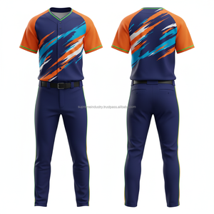 Ensembles d'uniformes de baseball personnalisés de haute qualité en gros 2026 – Légers, en maille polyester, sublimation, unisexe, col en V, séchage rapide pour équipes - Product Image 2