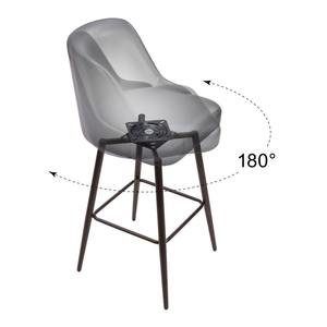 Tabouret de bar moderne rembourré avec dossier, siège pivotant et structure en acier thermolaqué pour cuisine, bar, restaurant et hôtel - Product Image 2