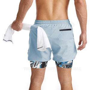 Durable Reinforced Stitching Knitted Eco-Friendly Quick Dry Breathable Solid Casual <b>Mid</b> Men Gym Shorts Drawstring Closure Heavy - Product Image 2