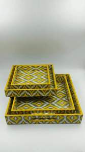 <b>Enamel</b> Coated Wooden Serving Tray Printed Wooden Platter Made in India for Food & Decor Wood Crafts, Wooden Boxes, & Wall <b>Signs</b> - Product Image 4
