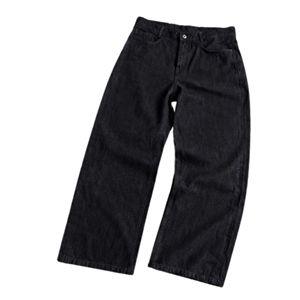 Men Wide Leg <b>Jeans</b> Relaxed Fit Black Denim Pants High Waisted Straight Cut Trousers Loose Baggy Wash Finish Heavy Cotton Bottom - Product Image 4