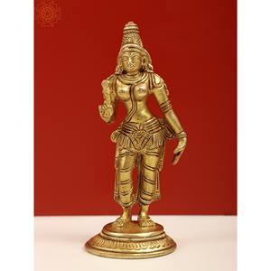 Petite sculpture Devi Parvati en laiton de 5 pouces fabriquée à la main en Inde - Product Image 1