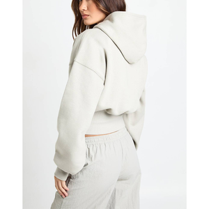 Conjunto de Sudadera con Capucha de Poliéster y Algodón Orgánico de Hombro Caído, Estilo Crop, 450GSM, con Logotipo Bordado, y Pantalones Jogger, Camiseta Gráfica con Capucha - Product Image 2