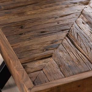 Vandana Ivory Field Square <b>Dining</b> <b>Table</b> <b>140cm</b> Acacia Chevron Finish with Crossed Black Metal Legs - Product Image 4