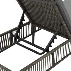 Poly Rattan grigio lettino con cuscino lettino da esterno resistente per un relax confortevole - Product Image 5