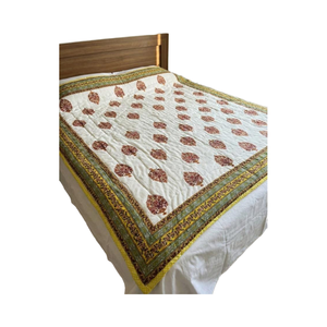 Couette double en coton biologique écologique moderne en gros, imprimée à la main, style Jaipuri Kantha, réversible, motif floral - Product Image 1