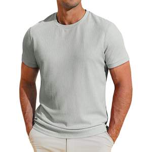 2025เสื้อยืดแขนสั้นเข้ารูปแบบธรรมดาสำหรับฤดูร้อนเสื้อคอกลมถักแบบลำลองเสื้อคอกลมถัก280กรัม240กรัม - Product Image 2