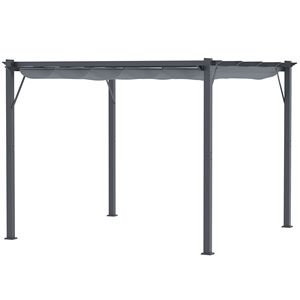 Pergola da Giardino in Alluminio Grigio 10x10 con Tettoia Retrattile per Ombreggiatura - Product Image 1