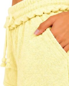 Light Yellow Women <b>Drawstring</b> Cotton Terry Shorts Elastic Waist Casual Summer Lounge Wear Soft Pocket Mini Shorts Custom Fashion - Product Image 6
