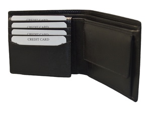 <b>Men's</b> Genuine Leather Bifold <b>Wallet</b> Slim Fold Design Minimalist Style <b>Black</b> Color Daily Use Open Closure Slim Design Money Card - Product Image 5