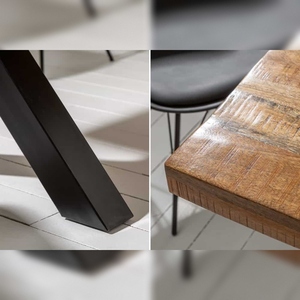 Vandana Natural Value <b>dining</b> <b>table</b> IRON CRAFT 160cm natural mango <b>wood</b> <b>industrial</b> design black metal - Product Image 4