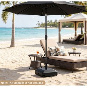 Robusto Supporto per Ombrellone da Patio con 3 Adattatori, Base Riempibile Nera per Acqua/Sabbia, Ruote e Freni per Uso in Cortile e Palestra - Product Image 2