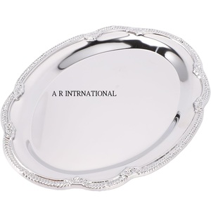 Bandeja Ovalada de Acero Inoxidable Plateada, Resistente al Calor, Ligera, Diseño Vintage para Servir Dátiles, Chocolate y Otros - Product Image 1