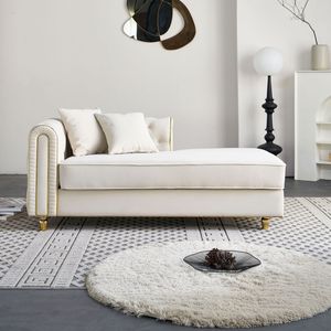 Chaise Longue in Velluto da 66,9 W, Arredamento Moderno di Lusso con Schienale Trapuntato e 2 Cuscini Decorativi per Soggiorno, Camera da Letto, Appartamento - Product Image 4