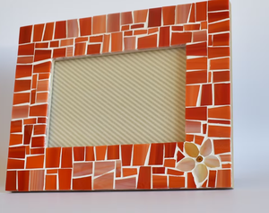 Orange Mosaic Photo <b>Frame</b> <b>with</b> Stand Decorative Tabletop Picture <b>Frame</b> for Home Office Decor - Product Image 4