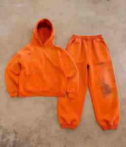 Conjunto Deportivo con Capucha en Color Degradado, Unisex, Corte Holgado, Dos Piezas, Sudadera y Pantalones Deportivos, Otoño - Product Image 5