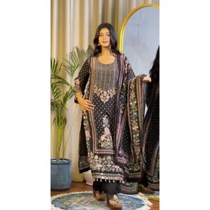 Diseñador moderno indio y pakistaní Salwar Kameez con espejo impreso trabajo tendencia Pent y Dupatta Set para fiestas - Product Image 1