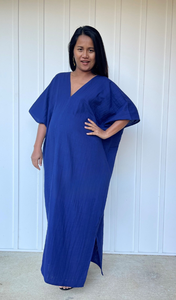 Robe Kaftan Midi Noire Grande Taille en Coton Double Gaze Style Gothique Africain Mumu Inspirée du Maroc Fluide et Ample - Product Image 2