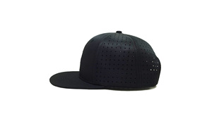 Black 6-Panel Breathable Mesh Flat Brim <b>Snapback</b> <b>Cap</b> with Custom Logo for Spring Summer Adult Produced in Vietnam High Quality - Product Image 3