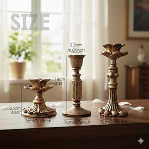 ชุดเชิงเทียนทองเหลืองสามชิ้น สไตล์วินเทจ ของตกแต่งบ้าน - Product Image 5