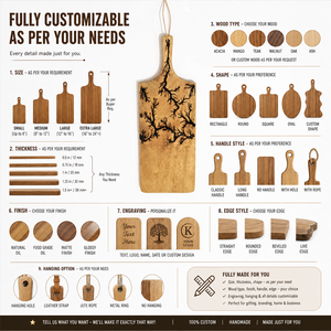 Tabla de Cortar Redonda de Madera Natural con Diseño para Quemar Leña, Tabla de Servir para Cocina - Product Image 4