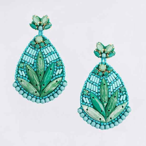Pendientes de Moda con Cuentas de Vidrio Bordadas en Rosa Redondo - Product Image 3