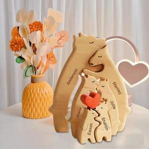 Sculpture de puzzle en bois de l'ensemble familial d'ours, finition de luxe |   Cadeau personnalisé et décoration intérieure |   Fabrication en série |   Meilleur tarif d'usine - Product Image 1