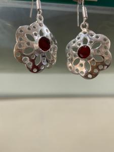 A High Quality <b>Earrings</b> Designer Best Price <b>Earrings</b> for Women Silver Jewelry <b>Red</b> Stone Bohemian style Handmade Birthstone May - Product Image 5