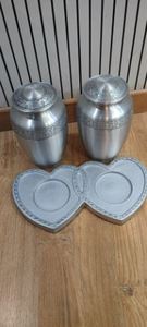 Brushed Silver Metal American Style Cremation Urn <b>Keepsake</b> Floral Engraved Tabletop <b>Ash</b> Casket with Velvet Bag <b>for</b> Human <b>Ashes</b> - Product Image 3