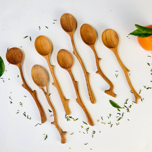 Natural Branch Wooden Spoon Woodland Collection Handmade Classic Long Handle Eco-Friendly Durable Spoon - Product Image 1