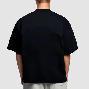 T-shirt décontracté à manches courtes et col rond pour homme grande taille, couleur unie, en jersey de coton, design uni - Product Image 5