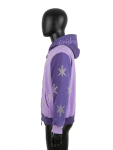 Index Apparel Men's <b>Purple</b> Hooded Zip-Up Sweatshirt <b>Glitter</b> Star Print Casual Winter Fleece Regular Fit - Product Image 4