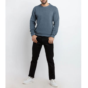 Suéter de Punto para Hombre, Cuello Redondo, Corte Regular, 100% Algodón, Color Sólido, Estilo Casual para Otoño - Product Image 1