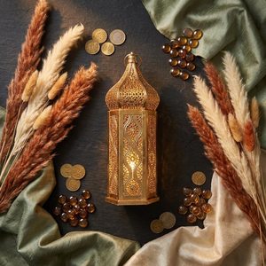 Lámpara Decorativa de Jardín Boho, Funciona con Pilas, Decoración de Patio, Lámpara de Fiesta para Exteriores, Luz Nocturna, Portavelas Decorativo para Eid y Ramadán - Product Image 1
