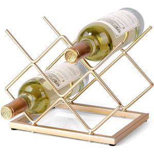 Support à vin en métal doré de luxe, design géométrique nid d'abeille, pour comptoir, étagère de rangement pour bouteilles de vin, décoration moderne pour bar à domicile - Product Image 5
