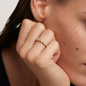 Dernières bagues de mariage en or rose massif 18 carats avec diamants baguette, prix de gros classique, sans risque, pas de MOQ, pour femmes - Product Image 2