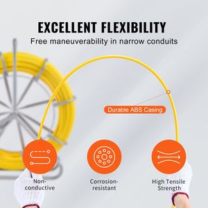 Cavo passacavi in fibra di vetro da 5/16 pollici, 656 piedi, con bobina in acciaio e 3 teste di trazione, accessorio e parte di ricambio - Product Image 3