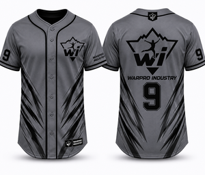WARPRO INDUSTRY <b>Baseball</b> Jersey Men Short Sleeve Button Front Sublimated Moisture Wicking All Seasons Adult Size - Product Image 1